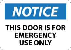 NMC - Notice - This Door Is for Emergency Use Only, Plastic Exit Sign - 14" Wide x 10" High - Apex Tool & Supply