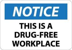 NMC - "Notice - This Is a Drug-Free Workplace", 10" Long x 14" Wide, Aluminum Safety Sign - Rectangle, 0.04" Thick, Use for Security & Admittance - Apex Tool & Supply