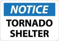 NMC - "Notice - Tornado Shelter", 10" Long x 14" Wide, Aluminum Safety Sign - Rectangle, 0.04" Thick, Use for Accident Prevention - Apex Tool & Supply