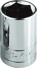 SK - 7/16", 1/4" Drive, Standard Hand Socket - 6 Points, Steel, Chrome Finish - Apex Tool & Supply