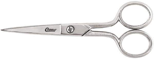 Clauss - 2" LOC, 5" OAL Chrome Plated Standard Scissors - Ambidextrous, Chrome Plated Straight Handle, For Sewing - Apex Tool & Supply
