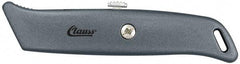 Clauss - Retractable Utility Knife - 2-1/4" Blade, Gray Steel Handle, 1 Blade Included - Apex Tool & Supply