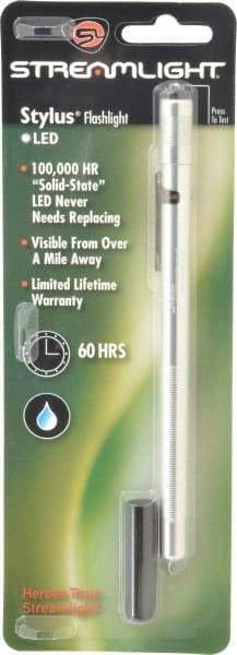 Streamlight - Blue LED Bulb, 2 Lumens, Mini Flashlight - Silver Aluminum Body, 3 AAAA Alkaline Batteries Included - Apex Tool & Supply