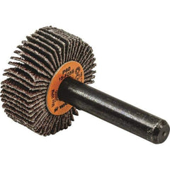 WALTER Surface Technologies - 1" Diam x 1" Face Width, Medium Aluminum Oxide Coated Mounted Flap Wheel - 1/4" Shank Mount, 60 Grit, Cloth Backing, 30,000 Max RPM - Apex Tool & Supply
