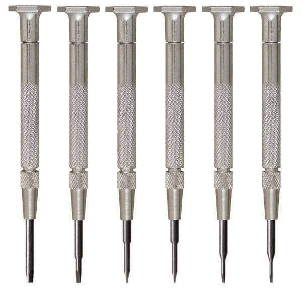 Moody Tools - 6 Piece Slotted Screwdriver Set - Blade Sizes: Width 0.025, 0.04, 0.055, 0.07, 0.08 & 0.1 - Apex Tool & Supply