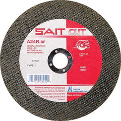 Sait - 8" 24 Grit Aluminum Oxide Cutoff Wheel - 3/32" Thick, 5/8" Arbor, 7,600 Max RPM, Use with Circular Saws - Apex Tool & Supply