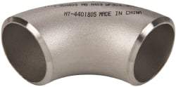 Merit Brass - 1-1/2" Grade 304L Stainless Steel Pipe 90° Long Radius Elbow - Butt Weld x Butt Weld End Connections - Apex Tool & Supply
