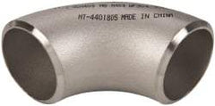 Merit Brass - 1-1/2" Grade 304L Stainless Steel Pipe 90° Long Radius Elbow - Butt Weld x Butt Weld End Connections - Apex Tool & Supply