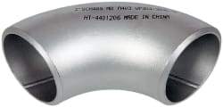 Merit Brass - 2" Grade 304L Stainless Steel Pipe 90° Long Radius Elbow - Butt Weld x Butt Weld End Connections - Apex Tool & Supply