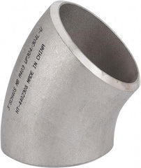 Merit Brass - 3" Grade 304L Stainless Steel Pipe 45° Long Radius Elbow - Butt Weld x Butt Weld End Connections - Apex Tool & Supply