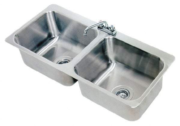 Advance Tabco - 20" Long x 16" Wide Inside, 2 Compartment, Stainless Steel Stainless Steel Drop In Sink - 18 Gauge, 45-1/2" Long x 20-1/2" Wide Outside, 12" Deep - Apex Tool & Supply