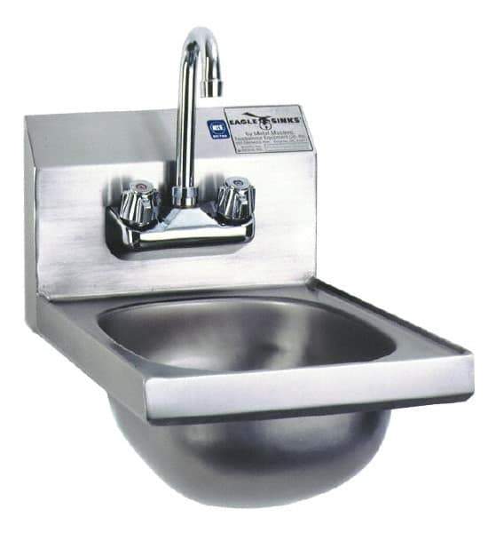 Eagle MHC - 9-3/4" Long x 13-1/2" Wide Inside, 1 Compartment, Stainless Steel Stainless Steel Hand Sink - 20 Gauge, 12" Long x 18" Wide x 14-1/4" High Outside, 6-3/4" Deep - Apex Tool & Supply