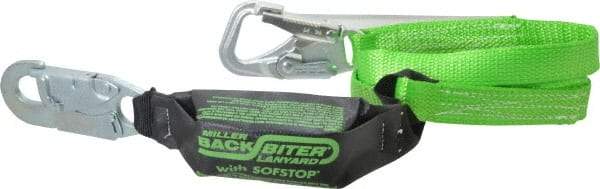 Miller - 6' Long, 1 Leg Locking Snap Hook Harness Shock Absorbing Lanyard - Polyester/Cordura Nylon Webbing, Locking Snap Hook Anchorage Connection - Apex Tool & Supply