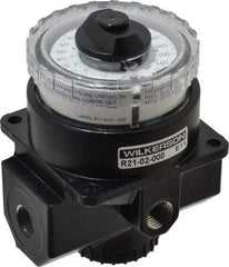 Wilkerson - 1/4 NPT Port, 117 CFM, Zinc Dial Air Regulator - 5 to 160 psi Range, 300 Max psi Supply Pressure, 1/4" Gauge Port Thread, 3.2" Wide x 4.19" High - Apex Tool & Supply