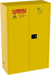 Jamco - 2 Door, 2 Shelf, Yellow Steel Standard Safety Cabinet for Flammable and Combustible Liquids - 65" High x 43" Wide x 18" Deep, Manual Closing Door, 3 Point Key Lock, 45 Gal Capacity - Apex Tool & Supply