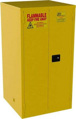 Jamco - 2 Door, 2 Shelf, Yellow Steel Standard Safety Cabinet for Flammable and Combustible Liquids - 65" High x 34" Wide x 34" Deep, Manual Closing Door, 3 Point Key Lock, 60 Gal Capacity - Apex Tool & Supply