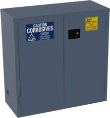Jamco - 2 Door, 1 Shelf, Blue Steel Standard Safety Cabinet for Corrosive Chemicals - 44" High x 43" Wide x 18" Deep, Manual Closing Door, 3 Point Key Lock, 30 Gal Capacity - Apex Tool & Supply