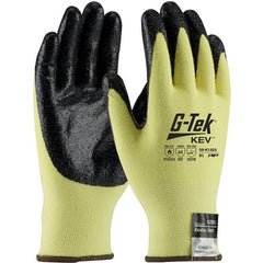 09-K1450/XL Gloves w/Kevlar Brand - G-Tek KEV - Kevlar/Lycra 13G Yellow Shell - Black Nitrile Smooth Grip - Exact Industrial Supply