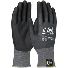 09-K1618/L Gloves w/Kevlar Brand - G-Tek KEV - Kevlar Engineered Yarn - Gray 18 Gauge - Nitrile Foam - ANSI A2 - Exact Industrial Supply
