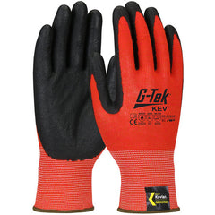 09-K1640/M Gloves w/Kevlar Brand - G-Tek KEV - Kevlar Engineered Yarn - Red 13 Gauge - Nitrile Foam - ANSI A4 - Exact Industrial Supply
