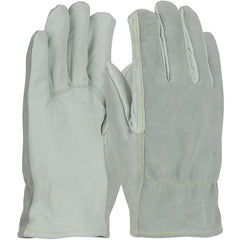 ‎09-K3720/S Leather Gloves W/KEVLAR - Goatskin/Split Cowhide Drivers - 13G Kevlar Lining - Straight Thumb - A2 - Exact Industrial Supply