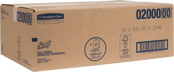 Scott - Hard Roll of 1 Ply White Paper Towels - 8" Wide, 950' Roll Length - Apex Tool & Supply