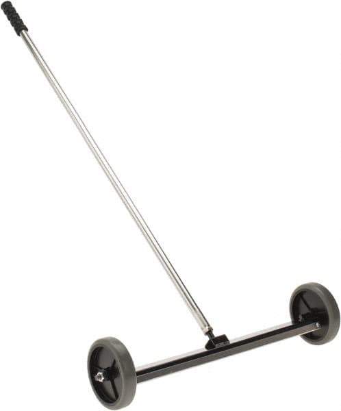 Shields Magnetics - 18 & 20" Long Push Magnetic Sweeper with Wheels - 2-1/2" Wide x 1" High x 42" Long, 5" Wheel Diam, 1-1/2" Clearance - Apex Tool & Supply