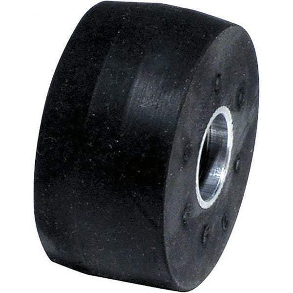 Dynabrade - 2" Diam x 1" Wide Contact Wheel Assembly - 1/4" Arbor Hole, Crowned, 40 Duro Rubber Face - Apex Tool & Supply