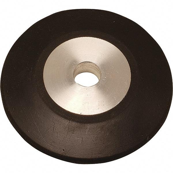 Dynabrade - 4" Diam x 1/2" Wide Contact Wheel - 1/4" Arbor Hole, Radiused, 70 Duro Rubber Face - Apex Tool & Supply