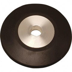 Dynabrade - 4" Diam x 1/2" Wide Contact Wheel - 1/4" Arbor Hole, Radiused, 70 Duro Rubber Face - Apex Tool & Supply