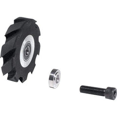 Dynabrade - 2" Diam x 1/2" Wide Contact Wheel Assembly - 1/4" Arbor Hole, Crowned, 90 Duro Urethane Face - Apex Tool & Supply