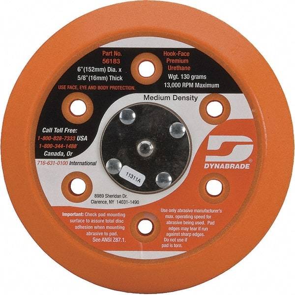 Dynabrade - 6" Diam Disc Backing Vacuum Replacement Pad - Medium Density, 13,000 RPM - Apex Tool & Supply