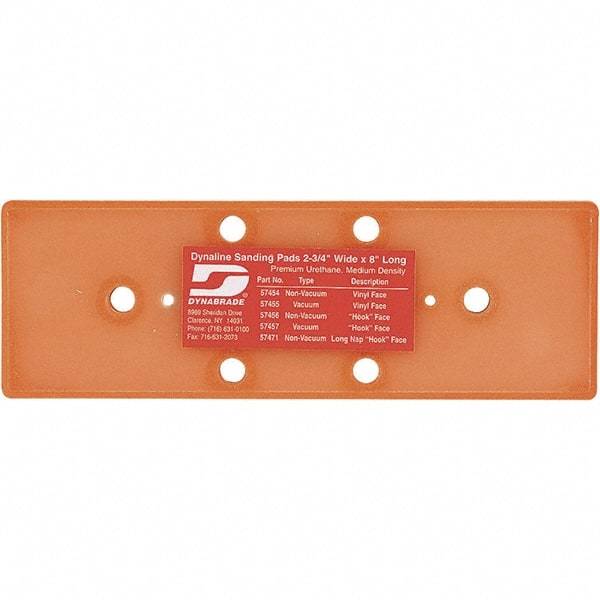 Dynabrade - 8 x 2-3/4" Rectangular Adhesive/PSA Backing Pad - Dynaline Compatible, Screw Attachment, Vacuum Pad, 3/8" Thick, Medium Density - Apex Tool & Supply