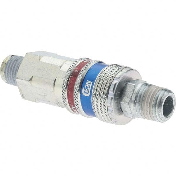 Dynabrade - 2 Piece 1/4" Body 1/4 NPT 150 psi Brass/Steel Industrial Pneumatic Coupling Plug Set - Apex Tool & Supply