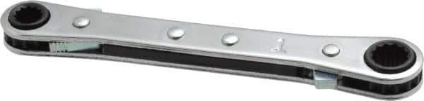 Lang - 1/4" x 5/16" 12 Point Reversible Ratcheting Box Wrench - Double End, 4-1/2" OAL, Steel, Nickel Chrome Finish - Apex Tool & Supply