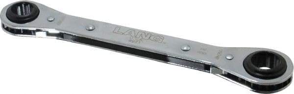 Lang - 5/8" x 3/4" 12 Point Reversible Ratcheting Box Wrench - Double End, 8-1/8" OAL, Steel, Nickel Chrome Finish - Apex Tool & Supply