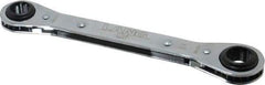 Lang - 5/8" x 3/4" 12 Point Reversible Ratcheting Box Wrench - Double End, 8-1/8" OAL, Steel, Nickel Chrome Finish - Apex Tool & Supply