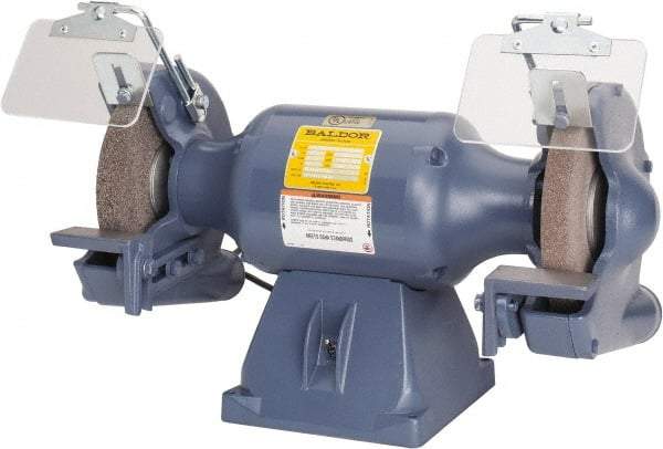 Baldor - 8" Wheel Diam x 1" Wheel Width, 3/4 hp Grinder - 3/4" Arbor Hole Diam, 1 Phase, 3,600 Max RPM, 115/230 Volts - Apex Tool & Supply