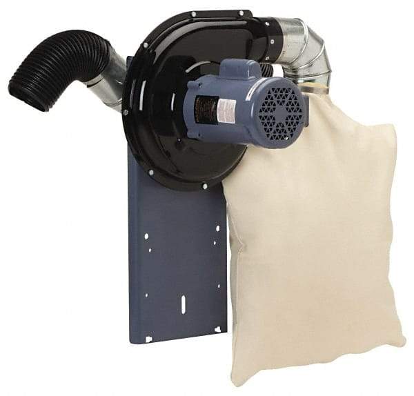 Baldor - 115 Volt Pedestal Mount Dust Collector - 1" Deep x 8" High, 3" Connection Diam, 440 CFM Air Flow - Apex Tool & Supply