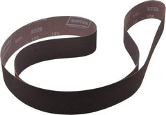 Norton - 2" Wide x 72" OAL, 120 Grit, Aluminum Oxide Abrasive Belt - Aluminum Oxide, Fine, Coated, X Weighted Cloth Backing, Series R228 - Apex Tool & Supply