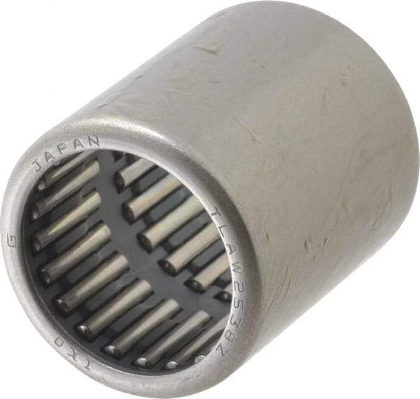 IKO - 0.984" Bore Diam, 7,600 Lb. Dynamic Capacity, 25 x 32 x 38mm, Caged, Open End, Shell Needle Roller Bearing - 1.26" Outside Diam, 1-1/2" Wide - Apex Tool & Supply