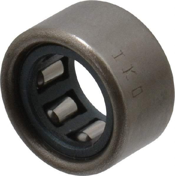 IKO - 1/4" Bore Diam, 360 Lb. Dynamic Capacity, 1/4 x 7/16 x 1/4", Caged, Open End, Shell Needle Roller Bearing - 7/16" Outside Diam, 1/4" Wide - Apex Tool & Supply