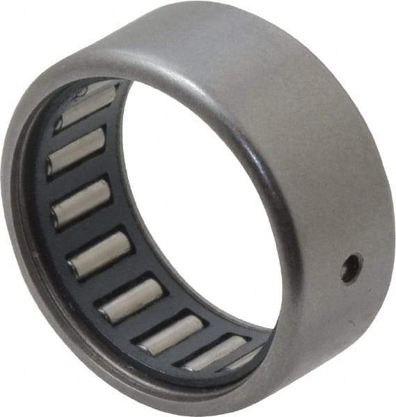 IKO - 11/16" Bore Diam, 1,290 Lb. Dynamic Capacity, 11/16 x 7/8 x 3/8", Caged, Open End, Shell Needle Roller Bearing - 7/8" Outside Diam, 3/8" Wide - Apex Tool & Supply