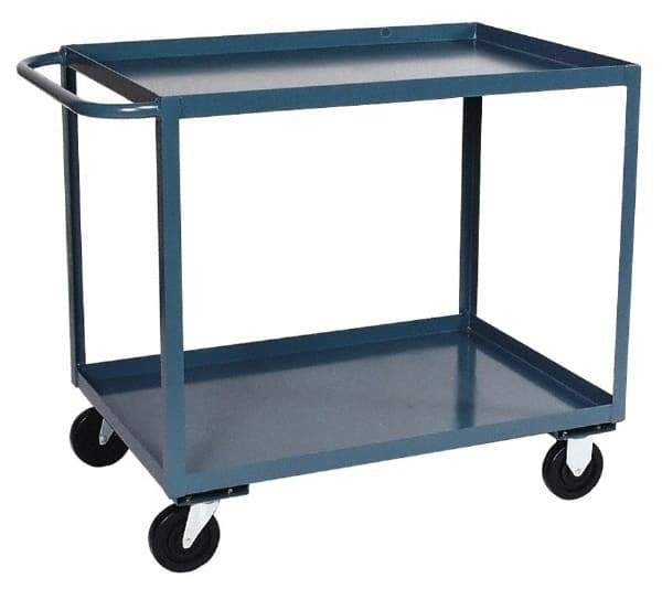 Durham - 1,200 Lb Capacity, 30" Wide x 60" Long x 37-3/4" High Service Cart - 2 Shelf, Steel, Hard Rubber Casters - Apex Tool & Supply