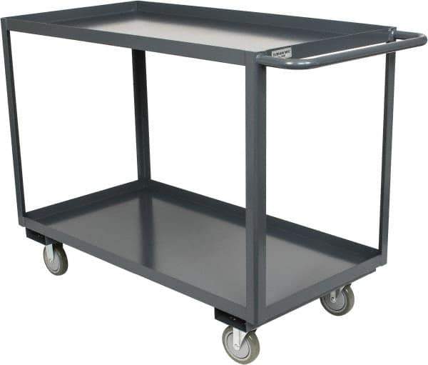 Durham - 1,200 Lb Capacity, 24" Wide x 48" Long x 37-3/4" High Service Cart - 2 Shelf, Steel, Hard Rubber Casters - Apex Tool & Supply