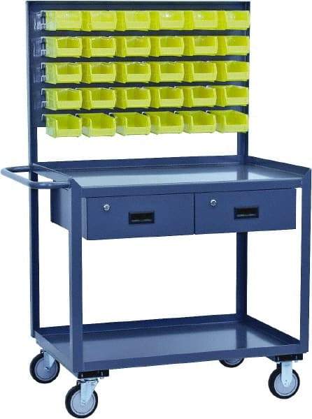 Jamco - Durable Utility Carts with Rack Mobile Workbench and Louvered Panel - Steel, Gray, 24" Long x 36" Deep x 62" High - Apex Tool & Supply