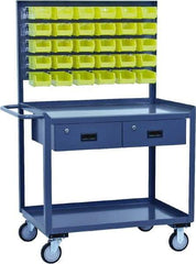 Jamco - Durable Utility Carts with Rack Mobile Workbench and Louvered Panel - Steel, Gray, 24" Long x 36" Deep x 62" High - Apex Tool & Supply