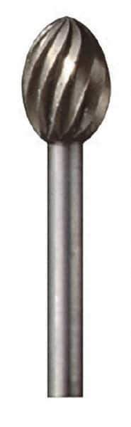 Dremel - 5/16" Cut Diam, 1/8" Shank Diam, Egg Head Single Cut Burr - High Speed Steel, Point End - Apex Tool & Supply