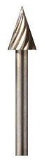 Dremel - 1/4" Cut Diam, 1/8" Shank Diam, Cone Head Single Cut Burr - High Speed Steel, Point End - Apex Tool & Supply