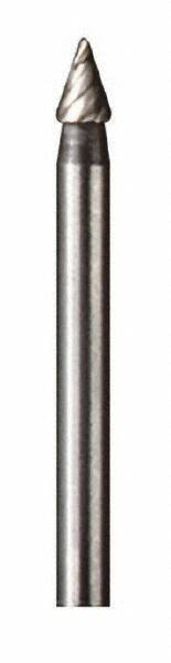 Dremel - 1/8" Cut Diam, 1/8" Shank Diam, Cone Head Single Cut Burr - High Speed Steel, Point End - Apex Tool & Supply